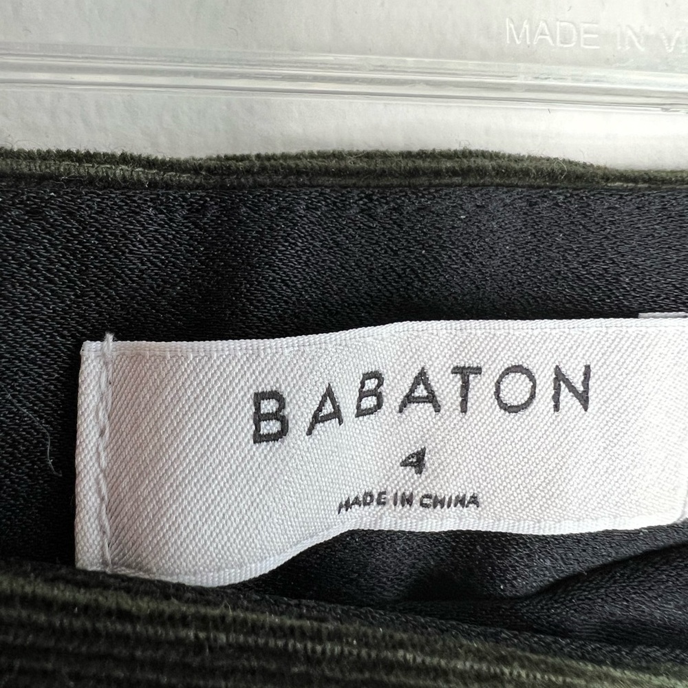 BABATON Women's Jean Pants Straight Leg Mid Rise Corduroy Velvet Olive Green Sz4 - Picture 6 of 6